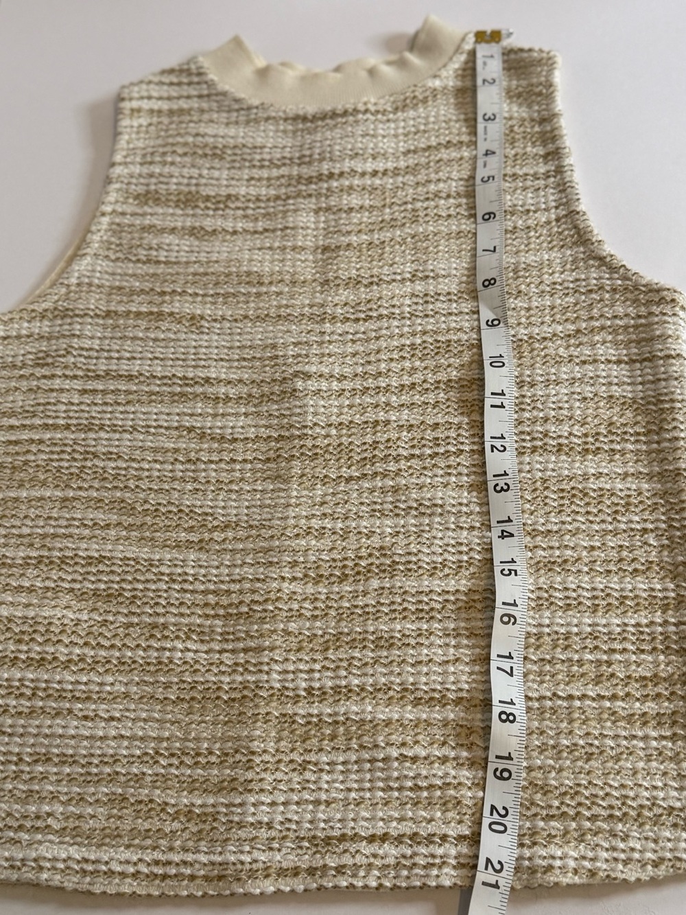 MNG Cream Textured Knit Tank Top Women's M Minimalist Modern Capsule Layering - Picture 7 of 8